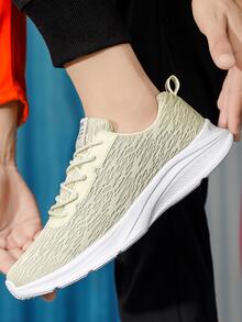 Men Lace-up Front Running Shoes - Beige - View 3