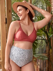 SHEIN 孕妇斑点狗印花比基尼套装夏季海滩 - 彩色 - 查看 3