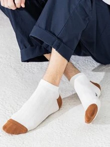 Hombres Calcetines tobilleros con estampado de letra - Blanco - Ver 2