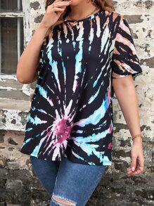 SHEIN Holidaya Camiseta con estampado de dibujo de cuello redondo - Negro - Ver 1