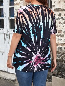 SHEIN Holidaya Camiseta con estampado de dibujo de cuello redondo - Negro - Ver 2