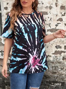 SHEIN Holidaya Camiseta con estampado de dibujo de cuello redondo - Negro - Ver 3