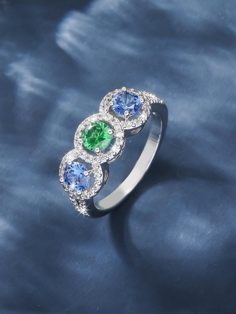 Anillo zirconia cúbica - Multicolor - Ver 1