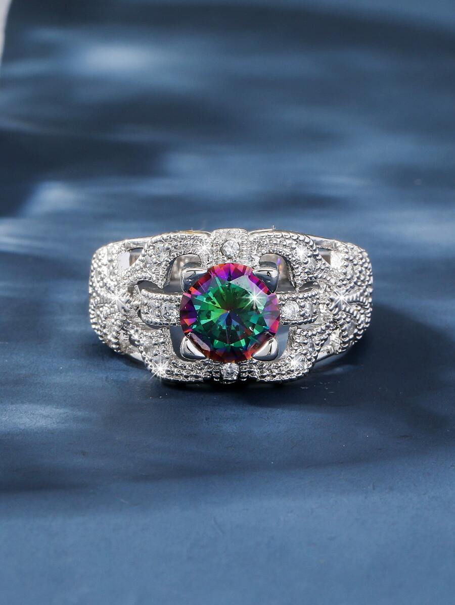 Anillo zirconia cúbica - Multicolor - Ver 1