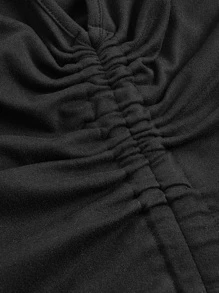 Flirla 大碼手掌圖案側抽繩背心上衣 - 黑色 - 查看 4