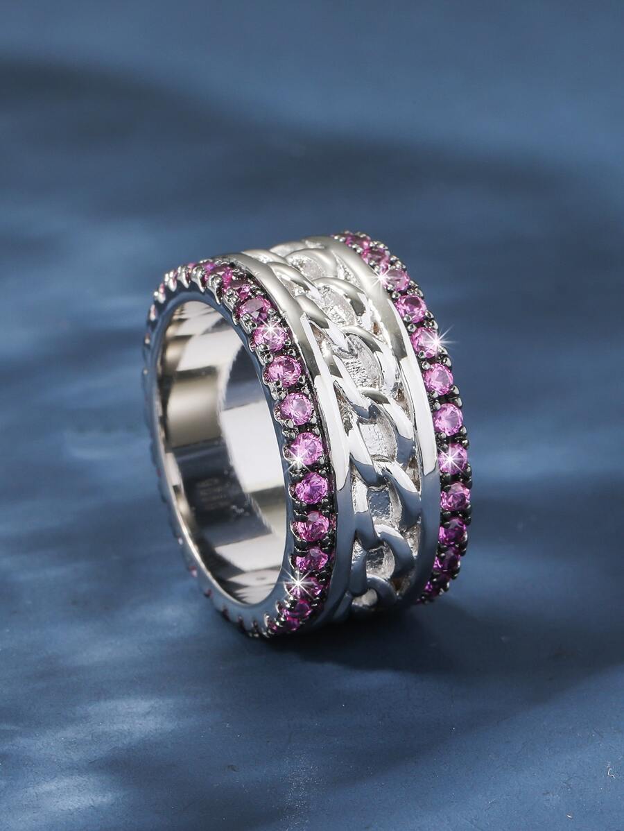 Cubic Zirconia Decor Ring - Multicolor - View 1