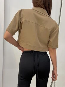 DAZY 翻蓋細節短夾克 - 棕色 - 查看 6