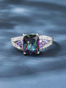 Cubic Zirconia Decor Ring - Multicolor - View 3