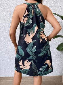 SHEIN VCAY 大碼熱帶圖案繞頸連衣裙 - 彩色 - 查看 2