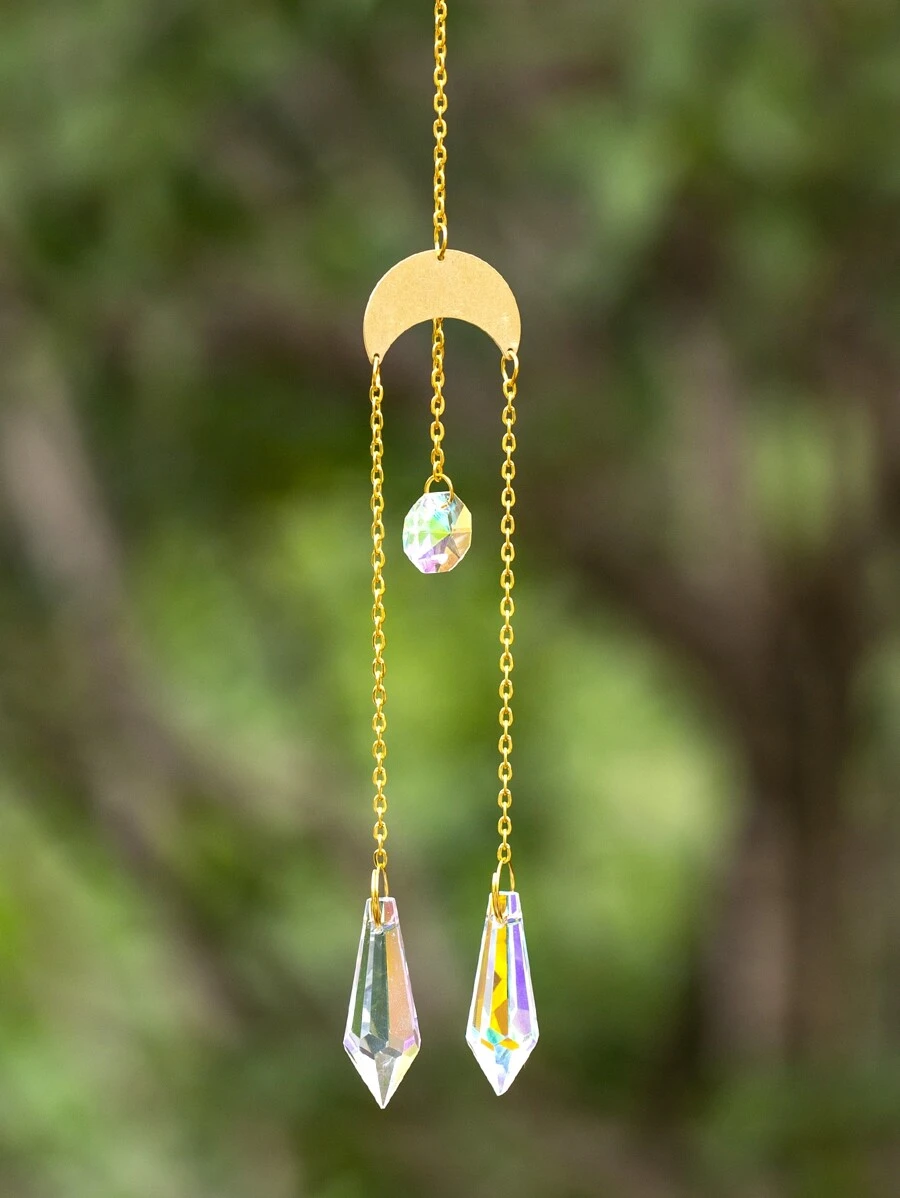 1 pieza Colgante de pared con diamante de imitación & con diseño de luna - Multicolor - Ver 1