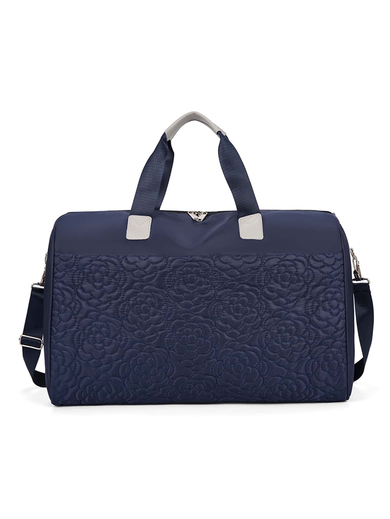 Quilted Design Duffel Bag - Blue - View 1
