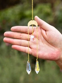 1 pieza Colgante de pared con diamante de imitación & con diseño de luna - Multicolor - Ver 2