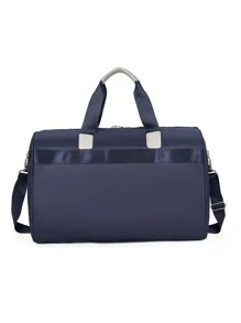 Quilted Design Duffel Bag - Blue - View 2