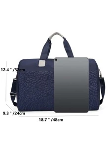 Quilted Design Duffel Bag - Blue - View 3
