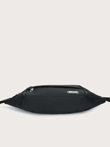 Men Letter Patch Decor Waist Bag Chest Bag - Black - View 4