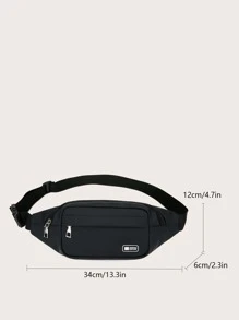 Men Letter Patch Decor Waist Bag Chest Bag - Black - View 5