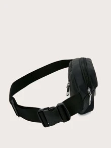 Men Letter Patch Decor Waist Bag Chest Bag - Black - View 7