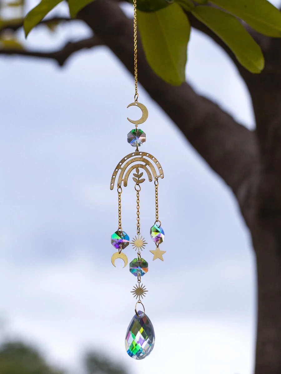 1pc Star & Moon Design Wall Hanging - Multicolor - View 1