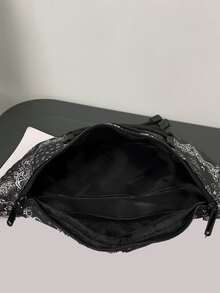 Men Letter Print Waist Bag - Black - View 4