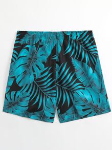 Manfinity Men Tropical Print Drawstring Waist Swim Trunks