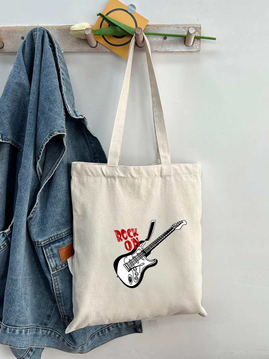 Hombres Bolsa de compras con estampado de dibujo - Beis - Ver 1