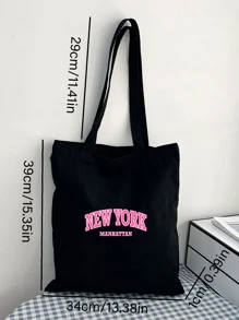 Bolso de compras con estampado de letras para hombre, bolso de playa, bolso de compras, bolso reutilizable, bolso de lona para viajes y trabajo - Negro - Ver 5