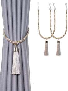 2 chiếc rèm trang trí tua rua - Xám - Xem 1