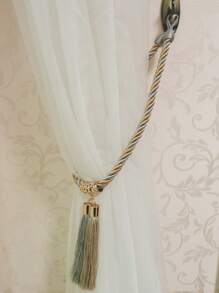 2 chiếc rèm trang trí tua rua - Xám - Xem 2