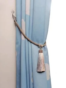 2 chiếc rèm trang trí tua rua - Xám - Xem 3