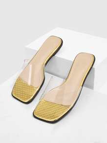 時尚涼拖適用於女士魚鱗圖案單帶涼鞋 - 無色 - 查看 4