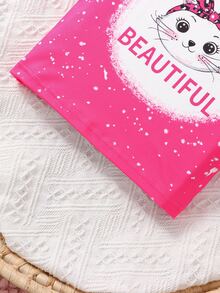 Bebé Camiseta con estampado de letra y dibujos animados - Rosa - Ver 6