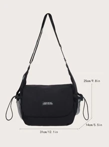 Hombres Bolso de mensajero con diseño de parche de letra - Negro - Ver 3