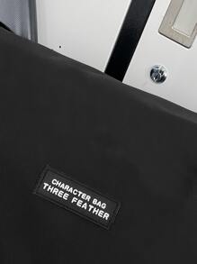 Hombres Bolso de mensajero con diseño de parche de letra - Negro - Ver 6