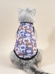 1入組卡通熊圖案寵物背心 - 彩色 - 查看 2