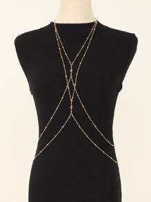 Minimalist Sling Body Chain - Yellow Gold - View 1