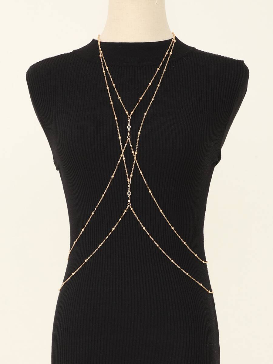 Minimalist Sling Body Chain - Yellow Gold - View 1