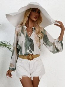 GENKIRA 熱帶圖案前紐扣海灘襯衫 - 彩色 - 查看 4