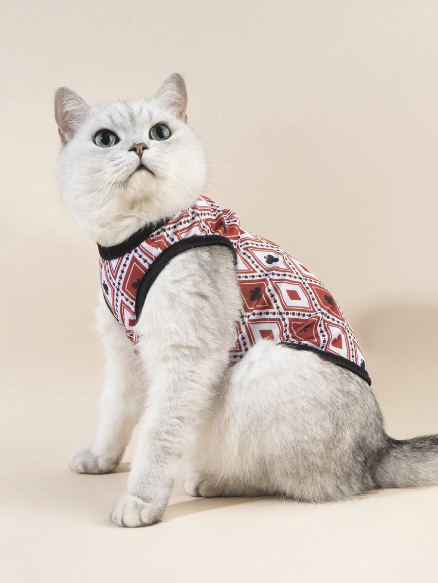 1pc Playing Card Pattern Pet Tank