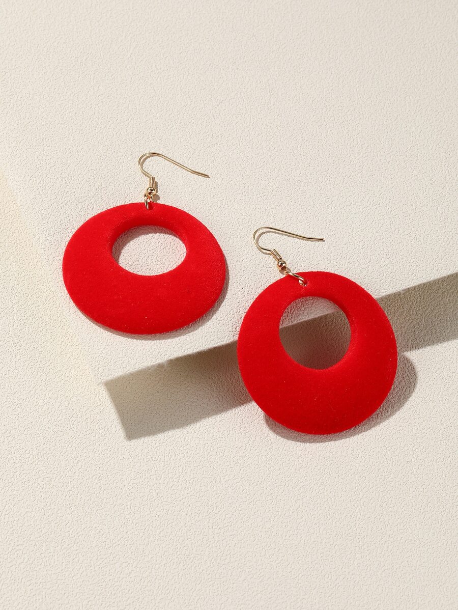 Pendientes largos redondos - Rojo - Ver 1