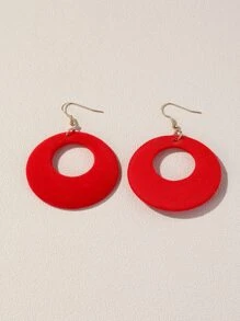 Pendientes largos redondos - Rojo - Ver 2