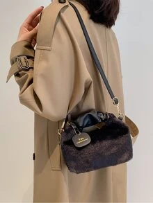 Túi đeo chéo Nữ màu trơn Có thể điều chỉnh được Đúng mốt - màu đen - Xem 2