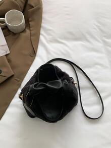 Túi đeo chéo Nữ màu trơn Có thể điều chỉnh được Đúng mốt - màu đen - Xem 3