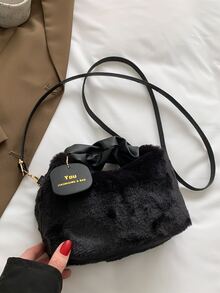 Túi đeo chéo Nữ màu trơn Có thể điều chỉnh được Đúng mốt - màu đen - Xem 6