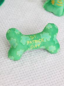 1入組聖帕特里克節三葉草印花骨設計隨機寵物磨牙玩具 - 彩色 - 查看 4