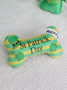 1入組聖帕特里克節三葉草印花骨設計隨機寵物磨牙玩具 - 彩色 - 查看 2