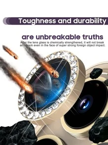 Bộ 6 miếng bảo vệ ống kính được trang trí bằng kim cương giả, Tương thích với iPhone - Vàng - Xem 7