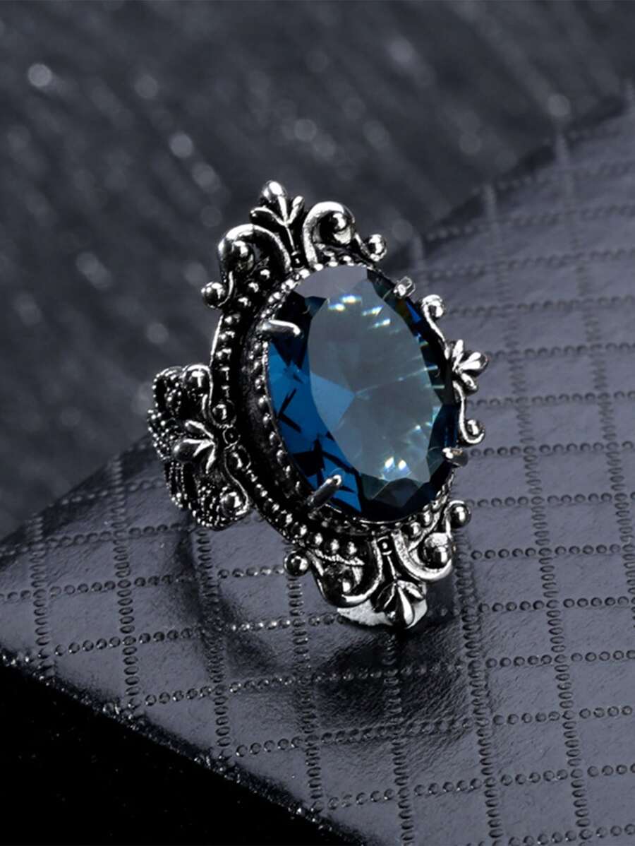 時尚流行男士寶石裝飾戒指合金，適合珠寶禮物和時尚外觀 - 彩色 - 查看 1