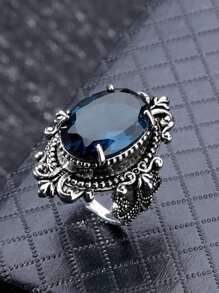 時尚流行男士寶石裝飾戒指合金，適合珠寶禮物和時尚外觀 - 彩色 - 查看 2