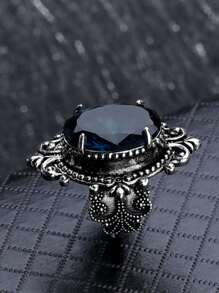 時尚流行男士寶石裝飾戒指合金，適合珠寶禮物和時尚外觀 - 彩色 - 查看 3