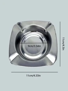 1pc Stainless Steel Ashtray - Silver - View 2